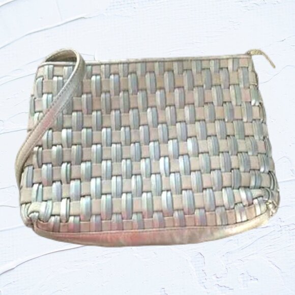 Sharif Woven Leather Crossbody Gold and Silver - Picture 6 of 8